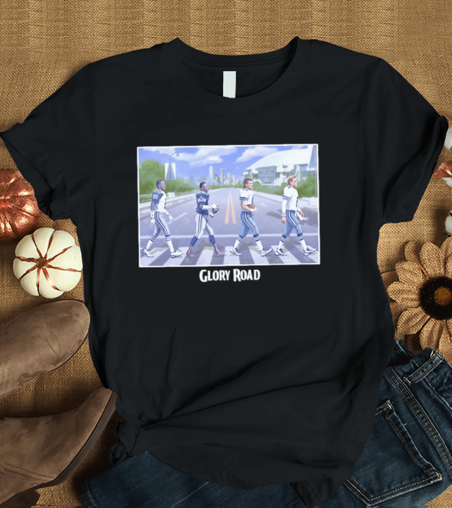Dallas Cowboys Iconic Players Walking Glory Road Stadium T-Shirt