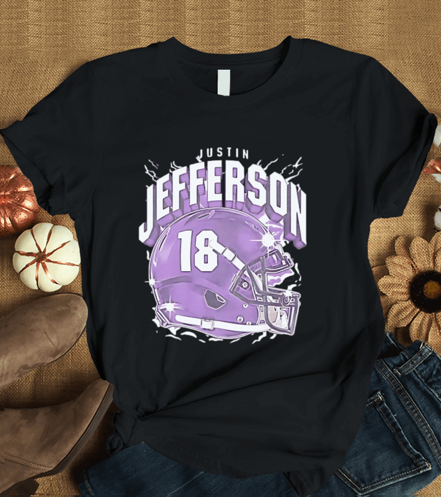 Justin Jefferson 18 Minnesota Vikings Helmet T-Shirt