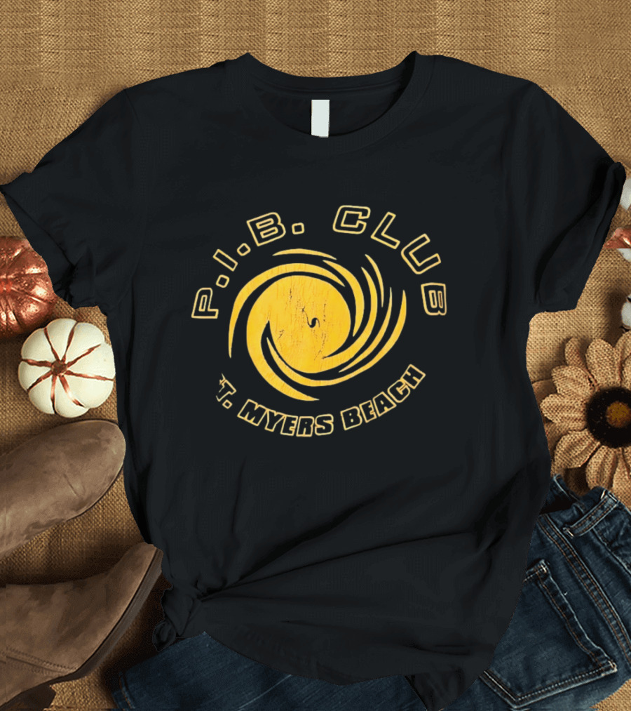 P.I.B. Club Ft Myers Beach Distressed Vintage Style Spiral T-Shirt