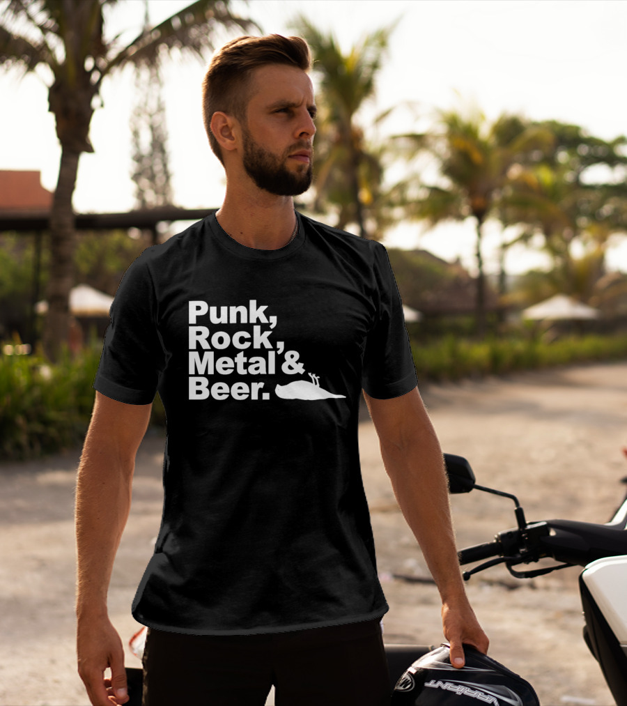 Punk Rock Metal Beer Bird Gesture T-Shirt