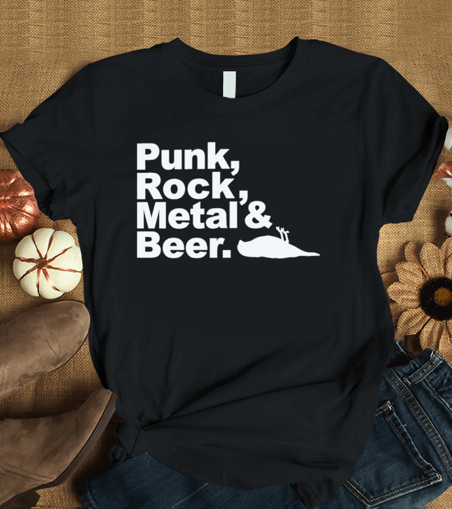 Punk Rock Metal Beer Bird Gesture T-Shirt