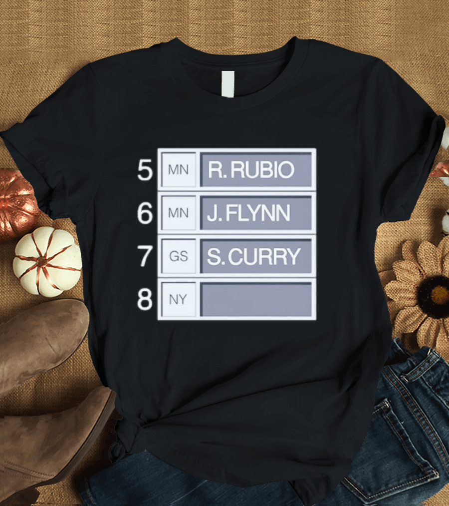 5 R. Rubio 6 J. Flynn 7 S. Curry 2009 NBA Draft Picks List T-Shirt