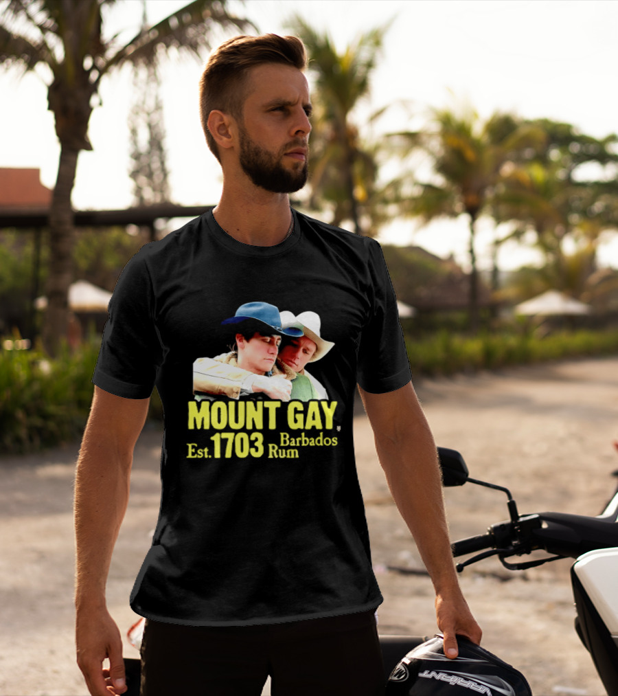 Mount Gay Est 1703 Barbados Rum Brokeback Mountain Cowboys T-Shirt