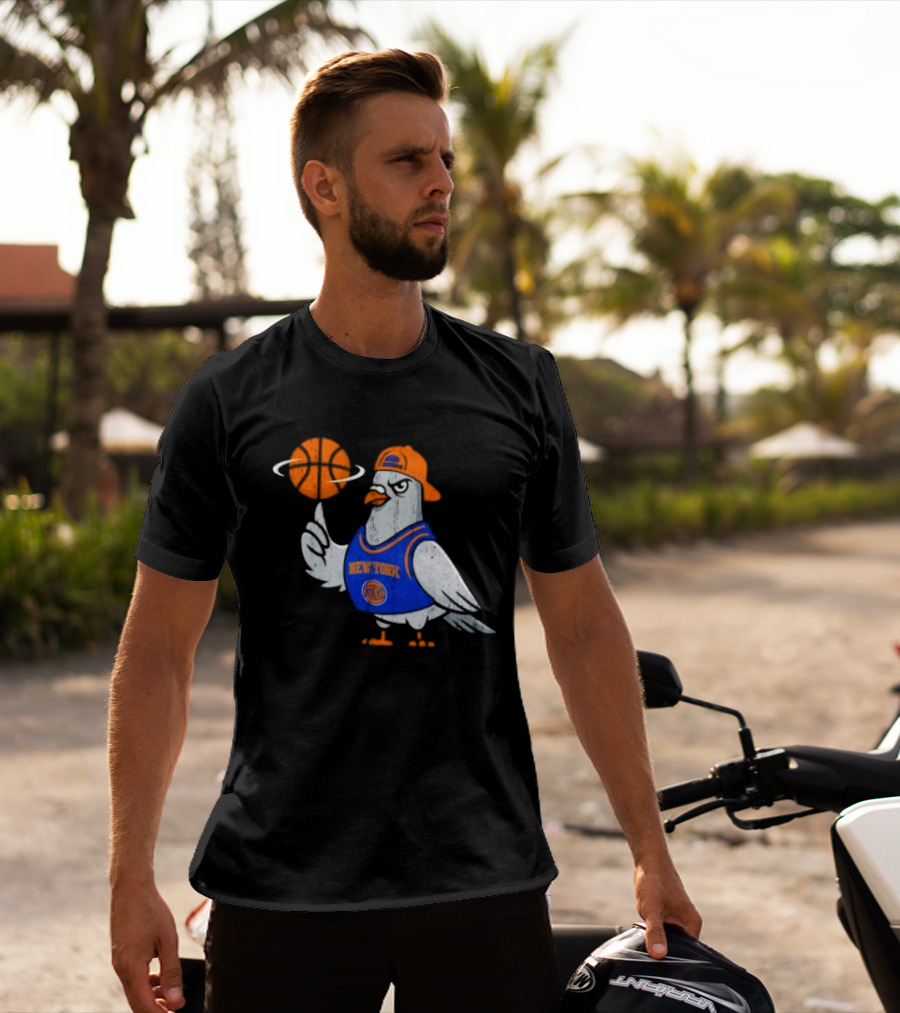New York Knicks Pigeon Basketball Spin T-Shirt