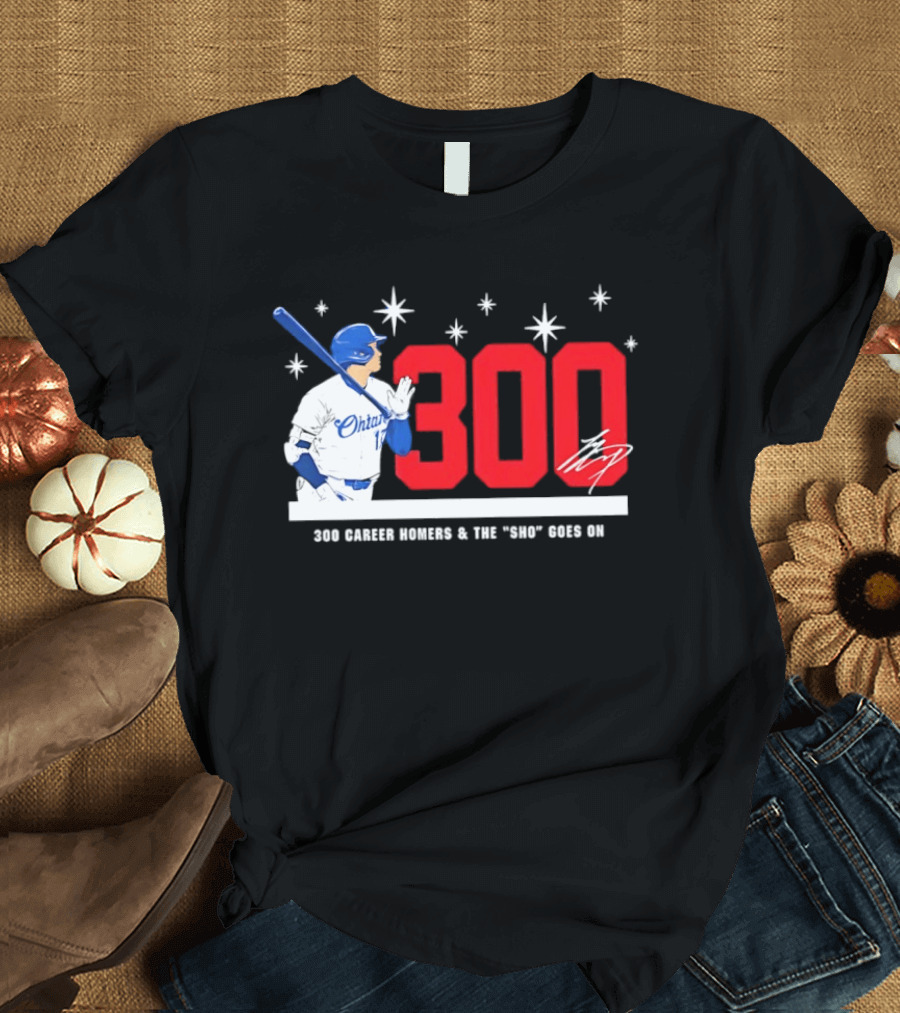 Shohei Ohtani 300 Homers The Sho Goes On Baseball T-Shirt