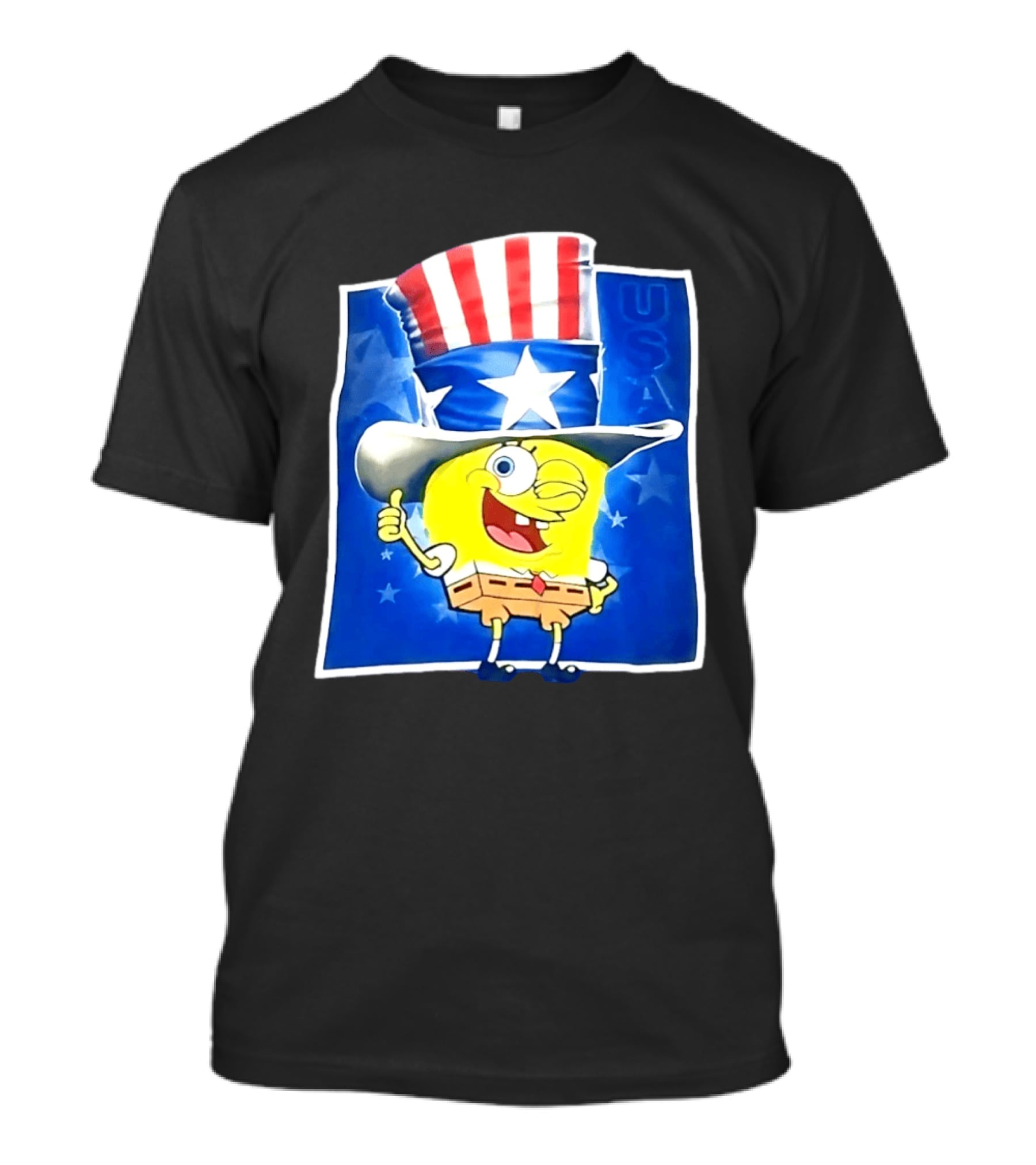 Sponge Thumbs Up American Flag USA Stars And Stripes Hat T-Shirt