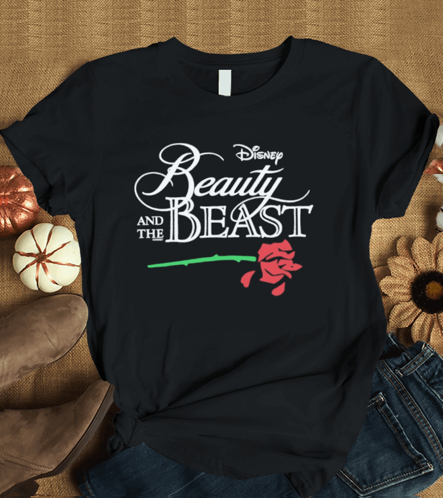 Disney Beauty And The Beast With Red Rose T-Shirt