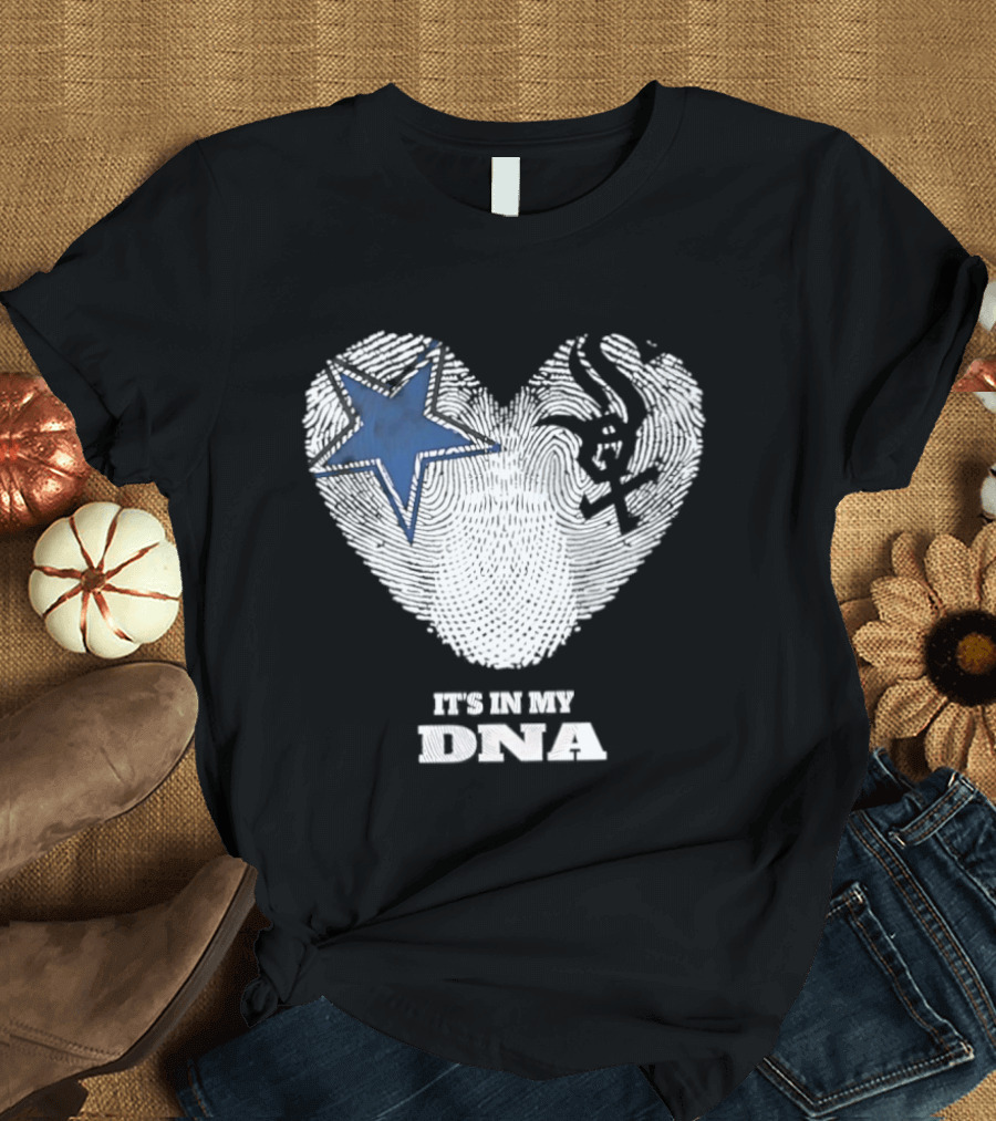 Dallas Cowboys Chicago White Sox It's In My DNA Heart Fingerprint T-Shirt