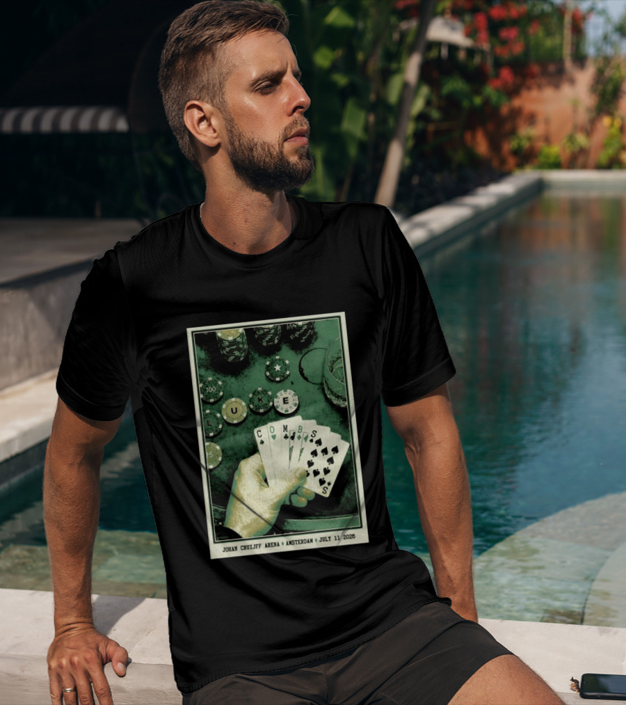 Luke Combs Poker Themed Johan Cruijff Arena Amsterdam July 11 2026 Tour T-Shirt