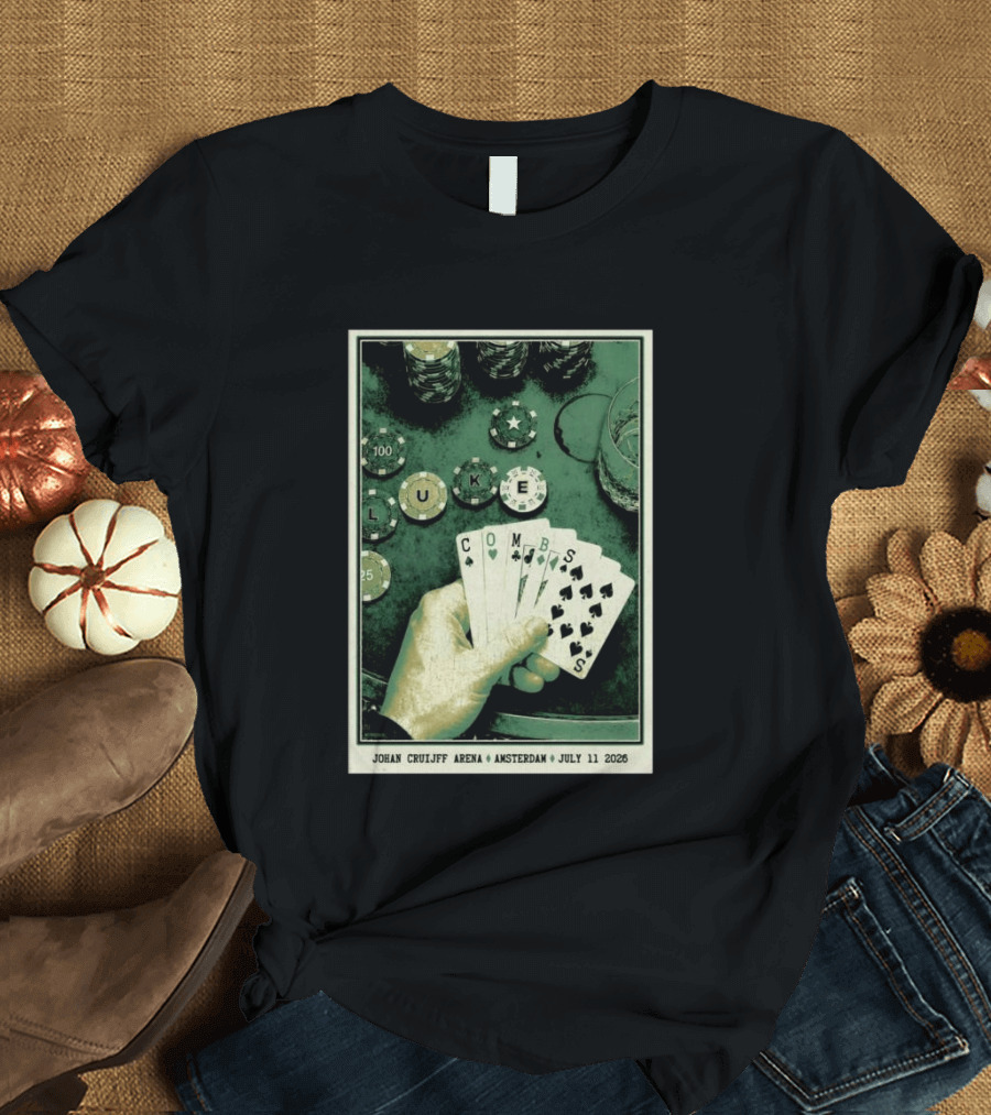 Luke Combs Poker Themed Johan Cruijff Arena Amsterdam July 11 2026 Tour T-Shirt