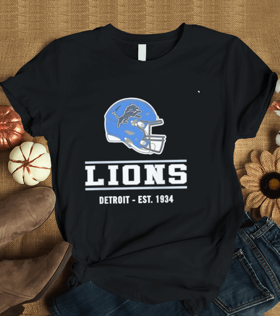 Detroit Lions Helmet Logo Est 1934 Football T-Shirt