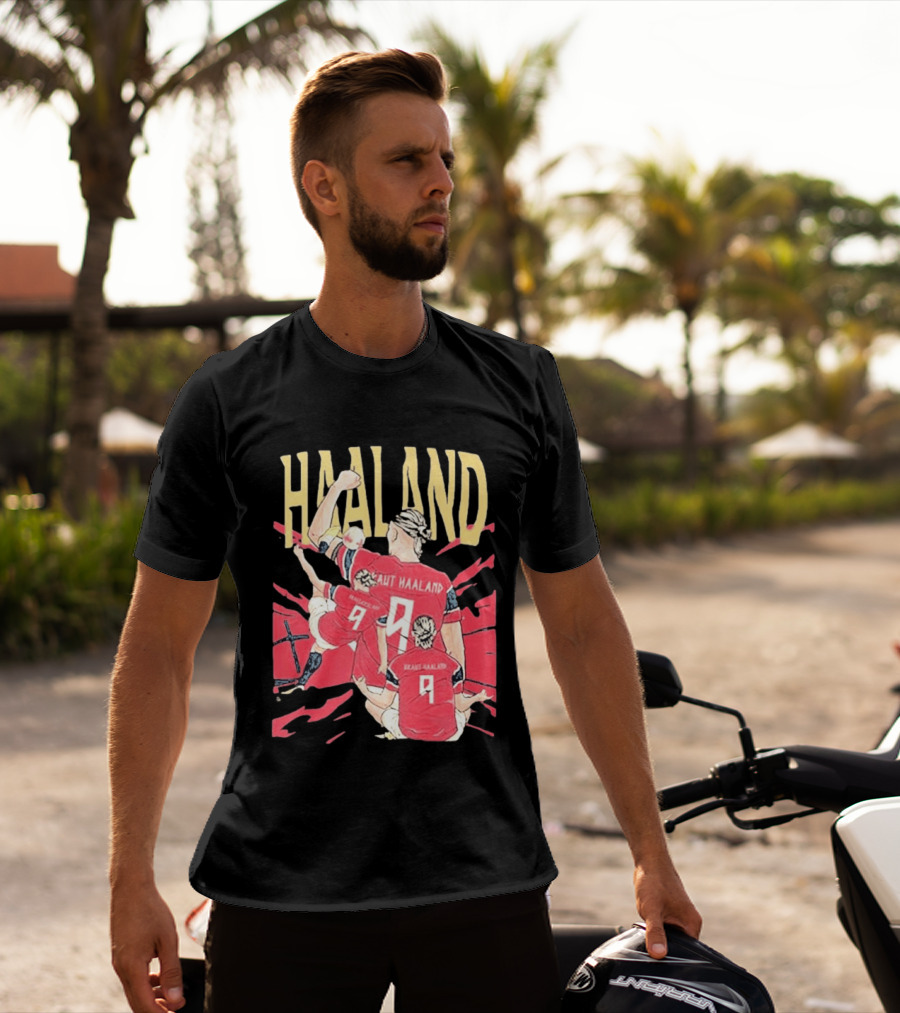Haaland Cartoon Celebrating Norway Football Number 9 T-Shirt