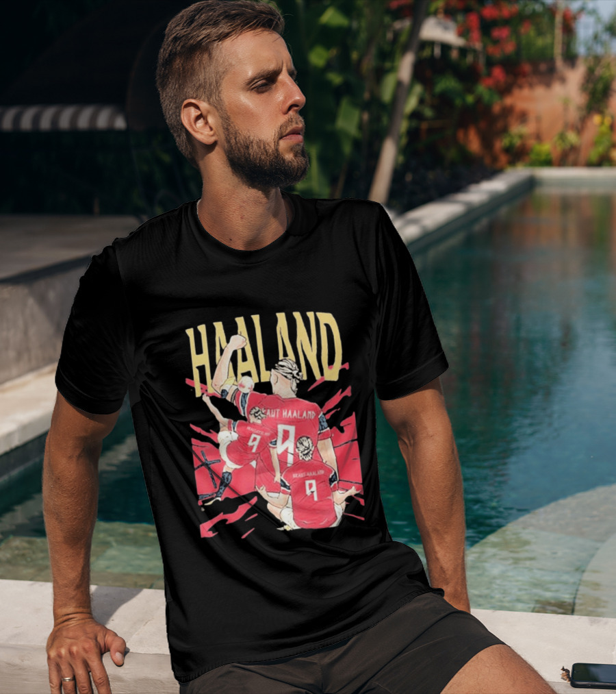 Haaland Cartoon Celebrating Norway Football Number 9 T-Shirt
