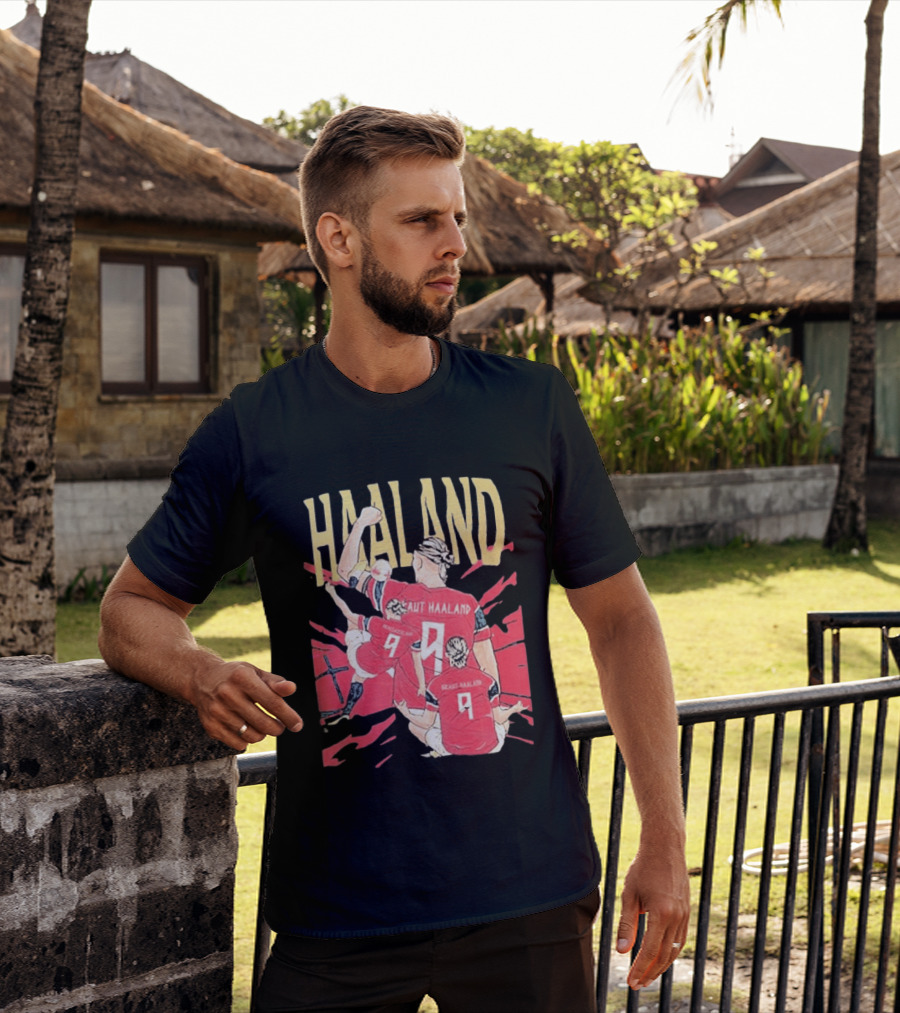 Haaland Cartoon Celebrating Norway Football Number 9 T-Shirt