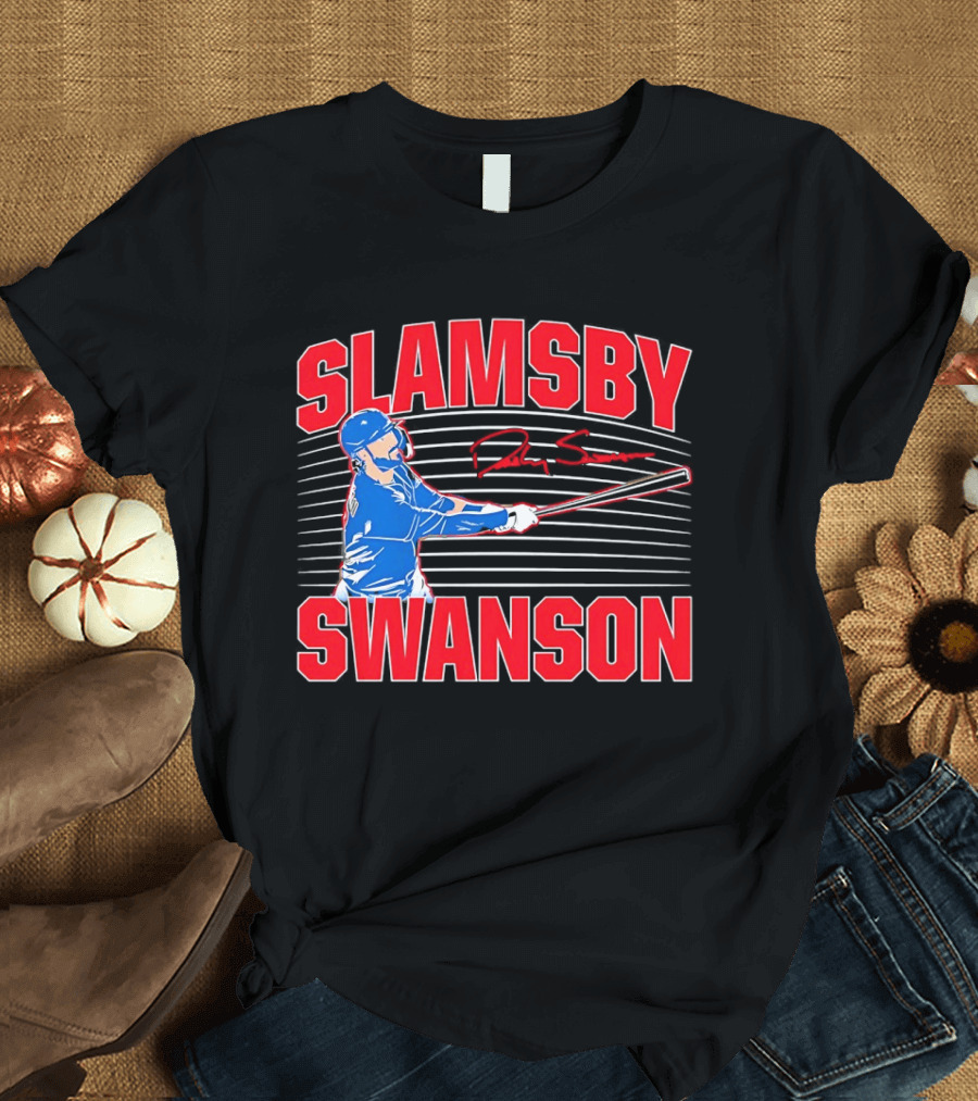Dansby Swanson Chicago Cubs Slamsby Baseball Slugger 2 3 Swing T-Shirt