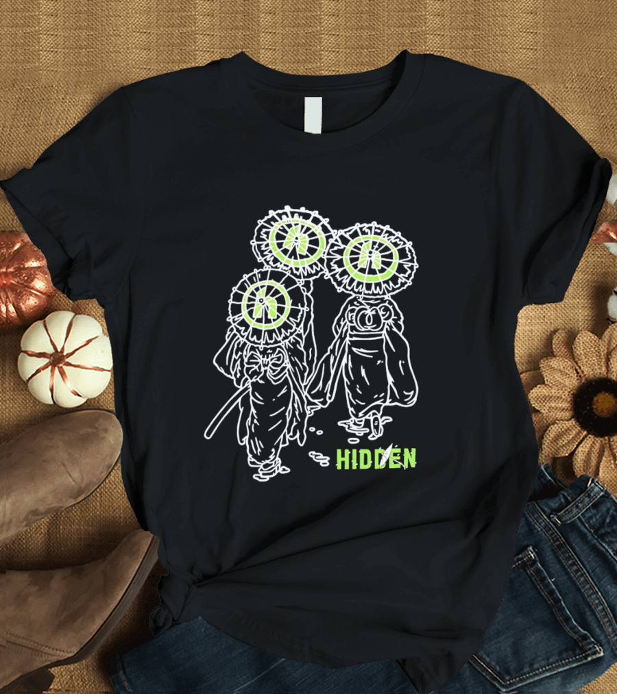 Hidden Dandelion Head Figures Walking Illuminated Halo T-Shirt