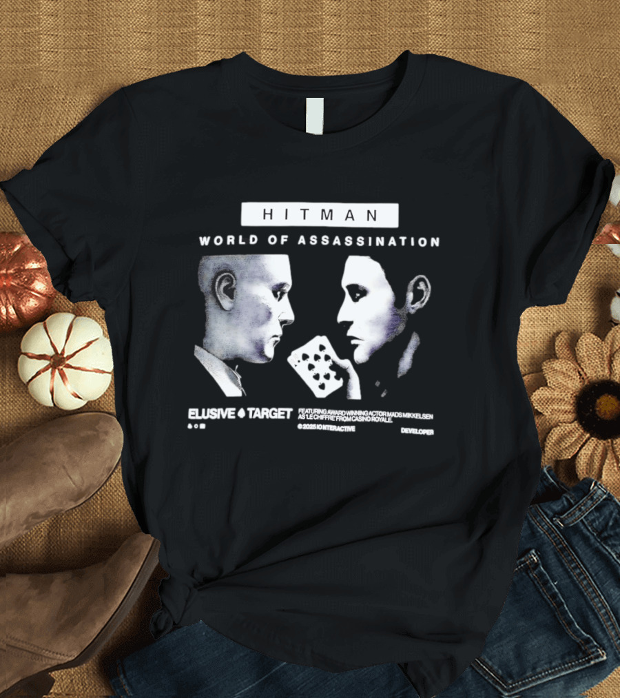 HITMAN World Of Assassination Elusive Target Featuring Mads Mikkelsen As Le Chiffre From Casino Royale © 2023 IO Interactive T-Shirt
