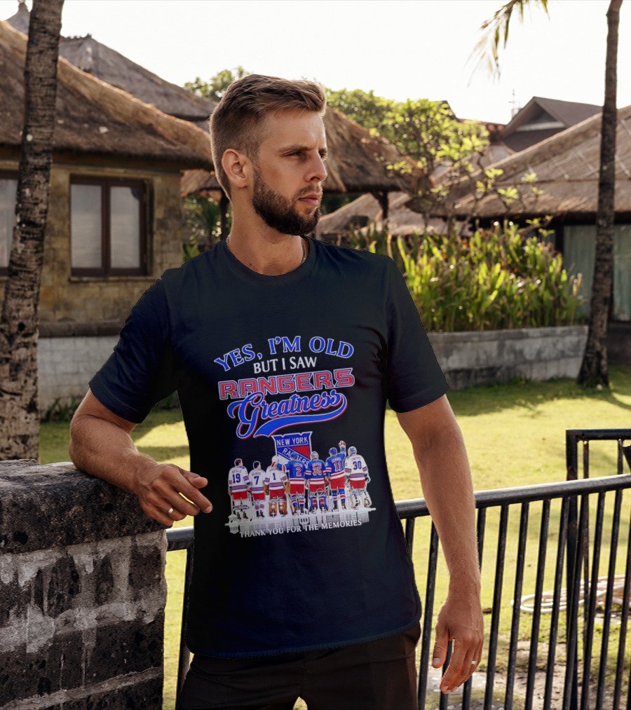 Rangers Greatness Yes I'm Old But I Saw New York Ratelle Gilbert Giacomin Leetch Richter Messier Lundqvist Thank You For The Memories T-Shirt