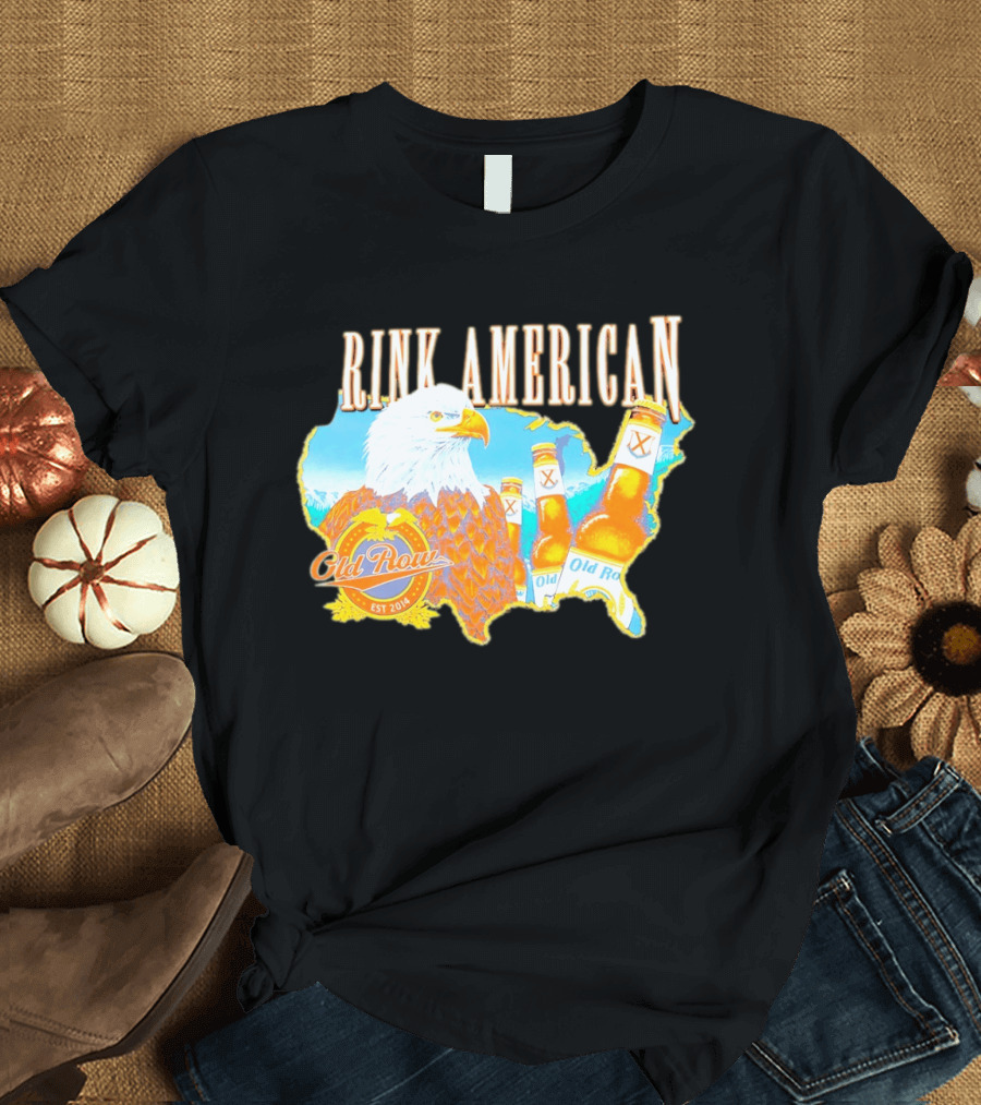 Old Row Drink American Bald Eagle Beer USA Map Rink American T-Shirt