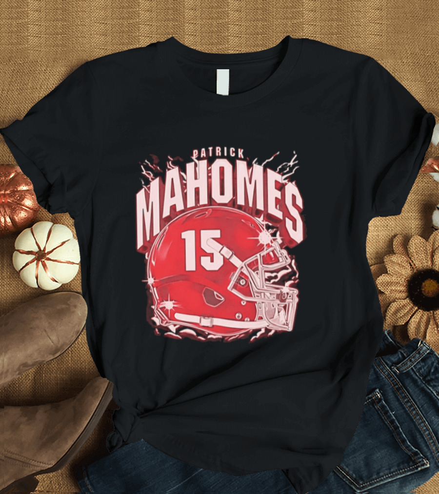 Patrick Mahomes 15 Helmet Kansas City Chiefs Explosion T-Shirt