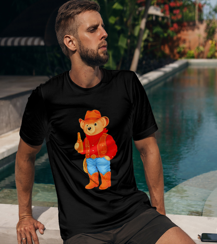 Polo Bear Cowboy Western Boots Hat And Bottle T-Shirt