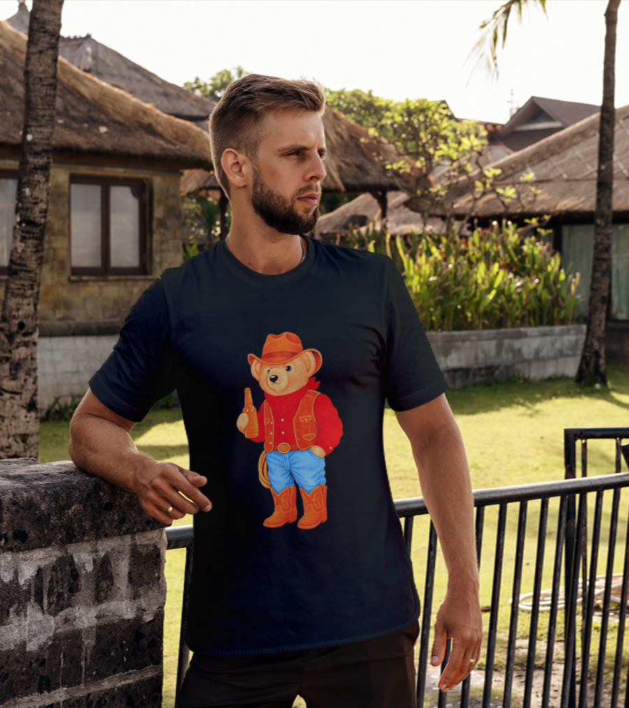 Polo Bear Cowboy Western Boots Hat And Bottle T-Shirt