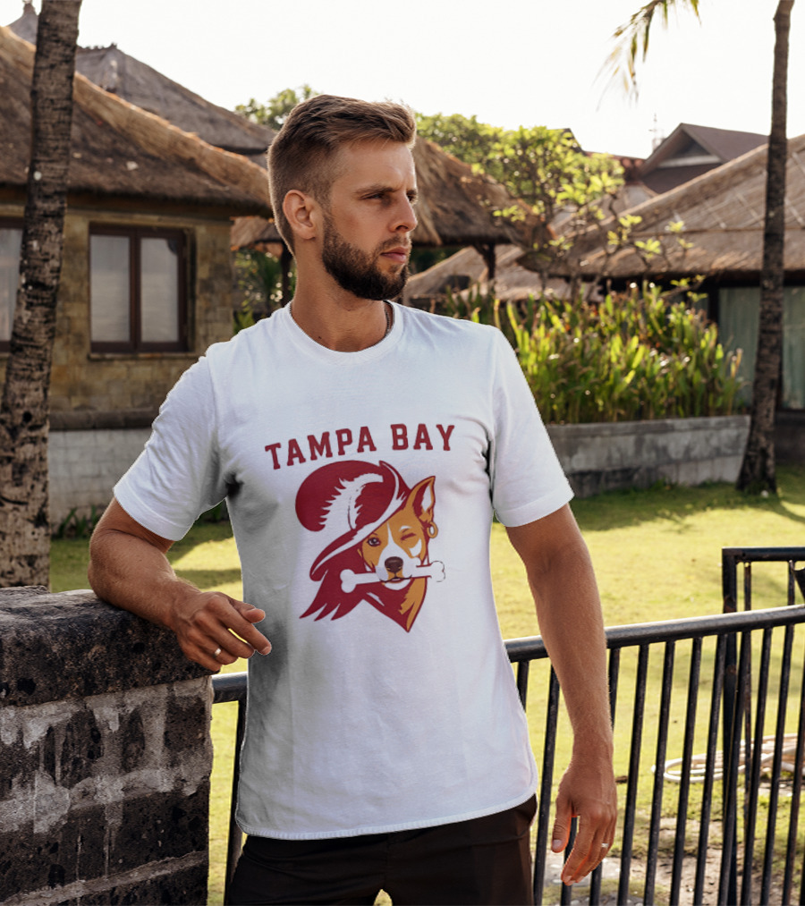 Tampa Bay Dog Pirate With Bone And Hat T-Shirt