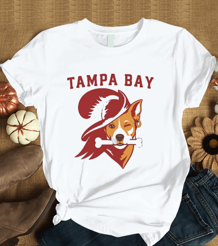 Tampa Bay Dog Pirate With Bone And Hat T-Shirt