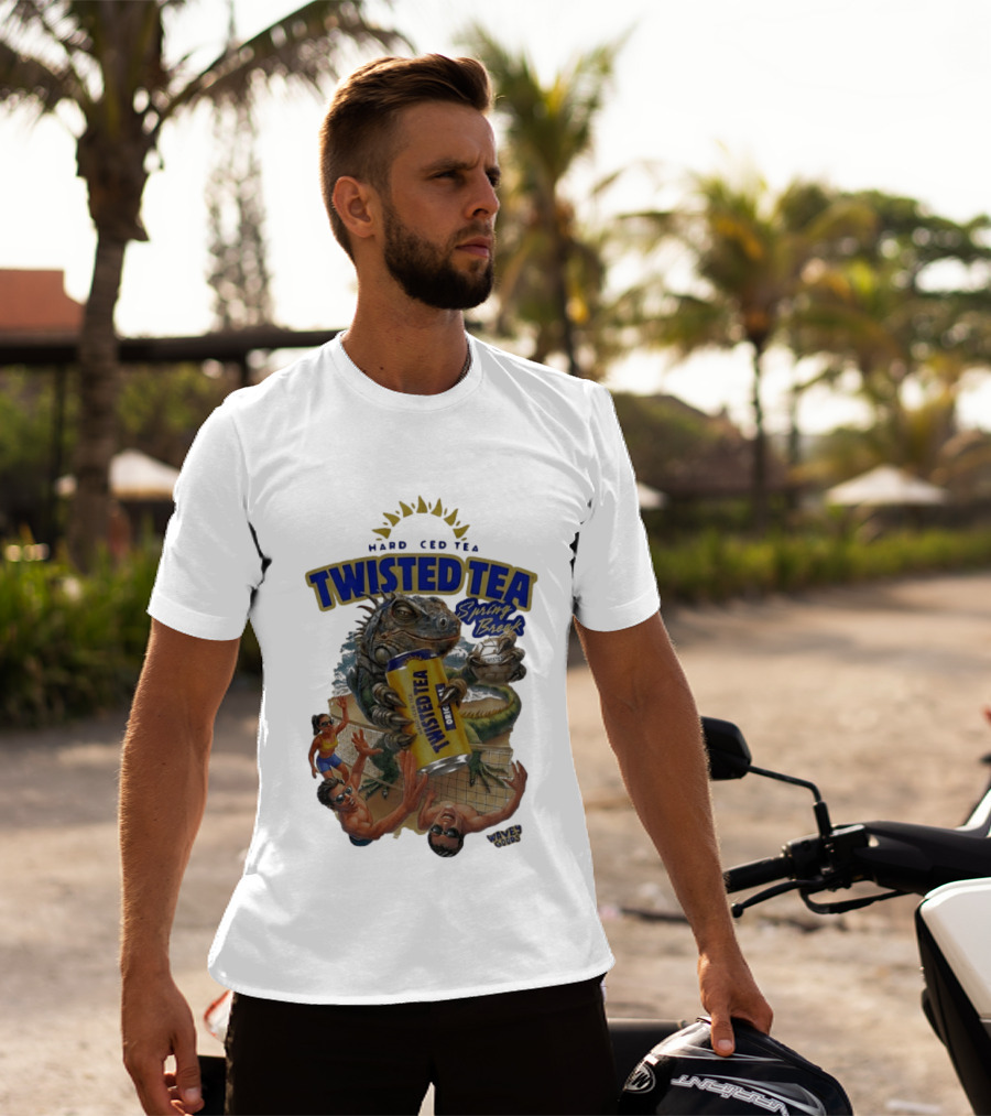 Twisted Tea Hard Iced Tea Spring Break Iguana Volleyball Wave Gods T-Shirt