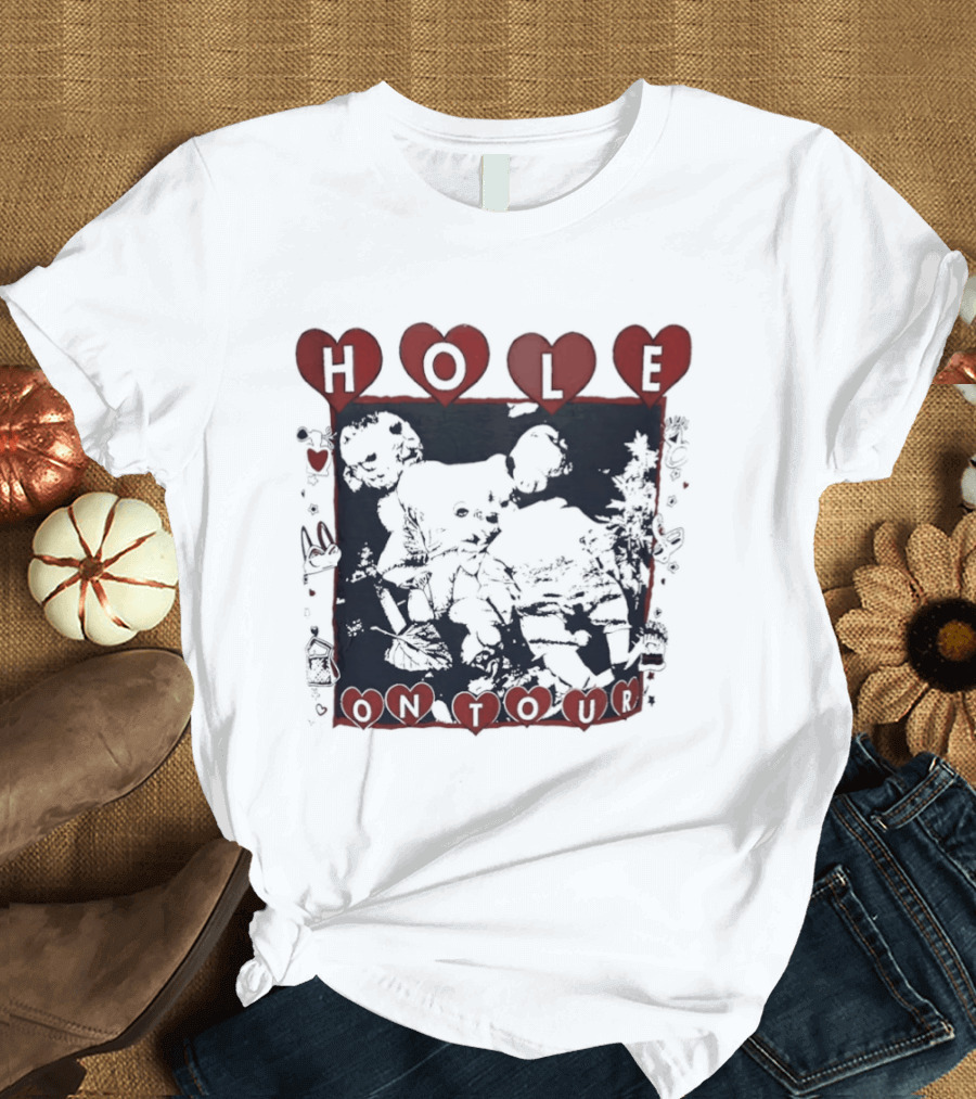 Hole Band Courtney Love On Tour Hearts T-Shirt
