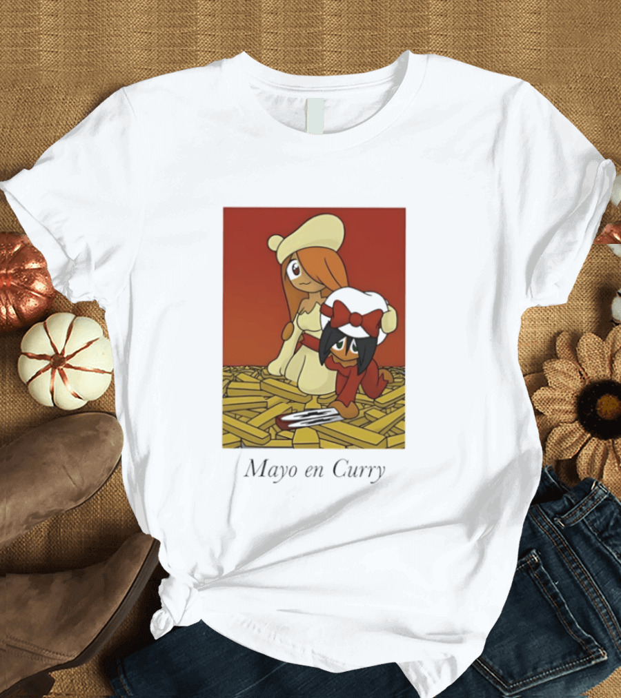 Mayo En Curry Anime Characters On Fries T-Shirt