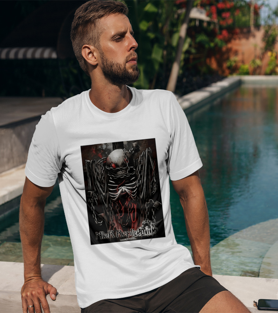 Nier Replicant Red Eye Skulls Chains Grim Aesthetic T-Shirt