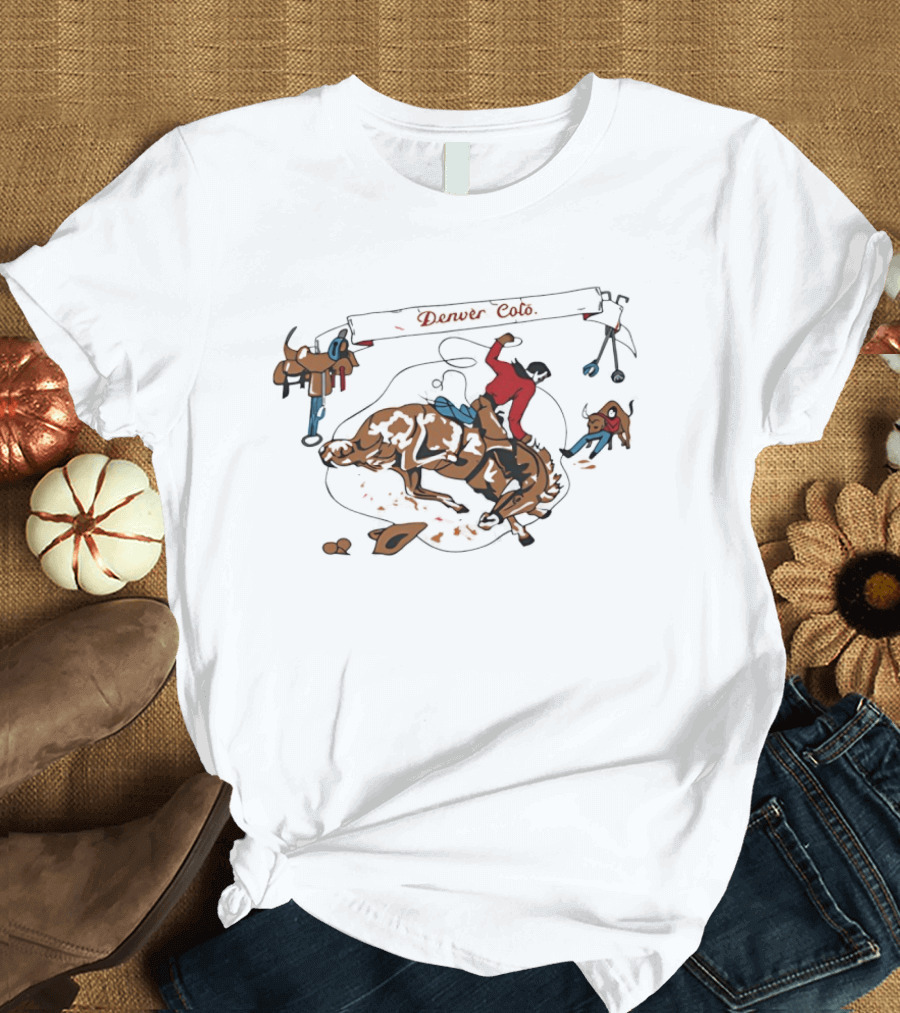 Denver Colo Rodeo Cowboy Riding Bucking Bull Western T-Shirt