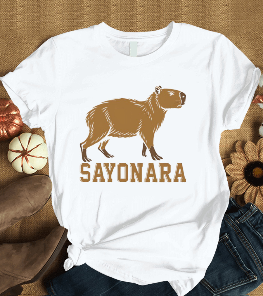 Sayonara Capybara Brown Rodent Farewell T-Shirt