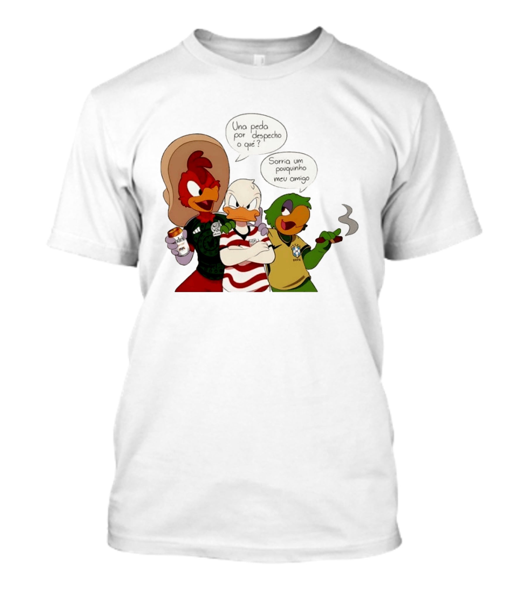 The Three Caballeros Panchito Pistoles Donald Duck José Carioca México USA Brazil Jerseys Soccer Fan Collection T-Shirt