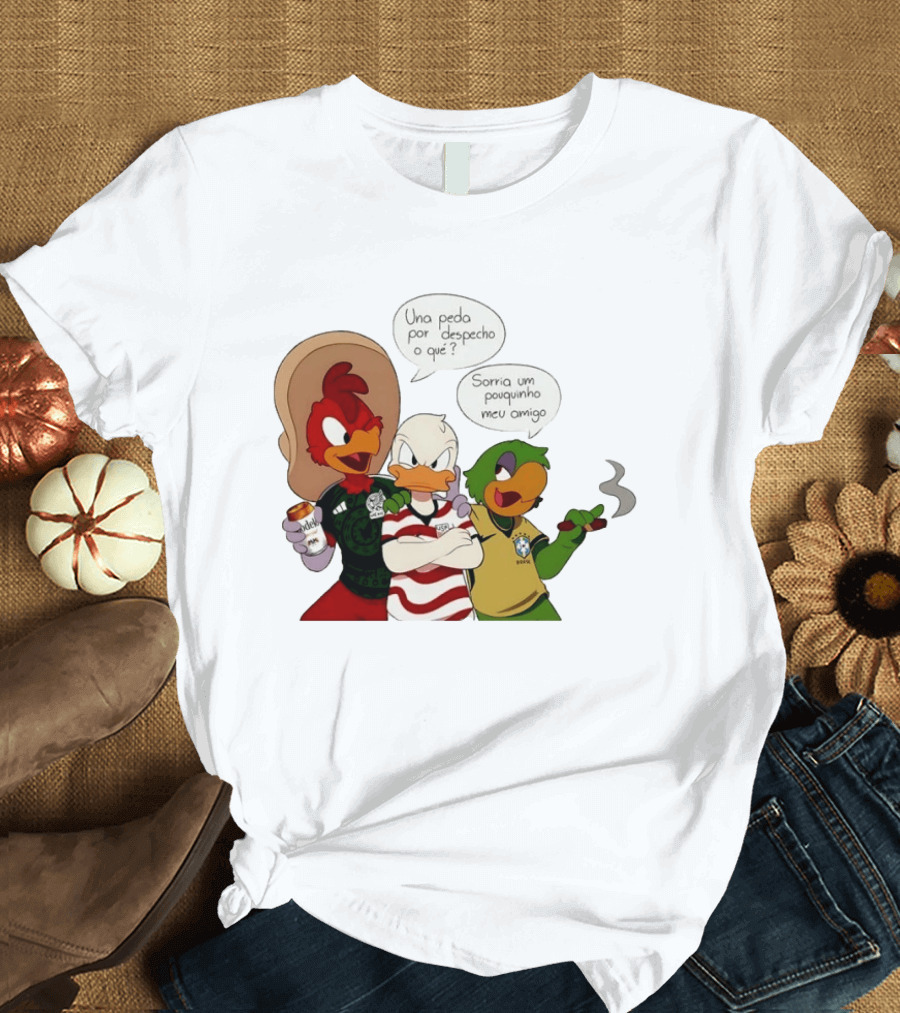 The Three Caballeros Panchito Pistoles Donald Duck José Carioca México USA Brazil Jerseys Soccer Fan Collection T-Shirt