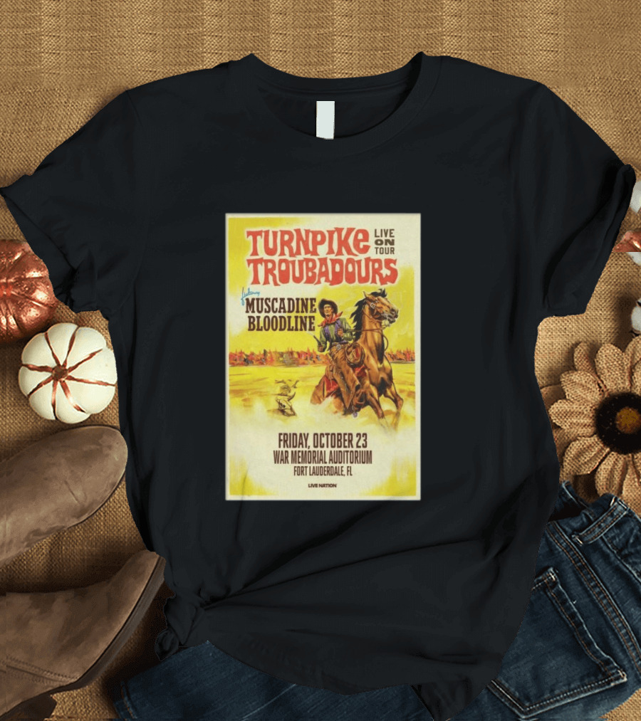 Turnpike Troubadours Live On Tour Featuring Muscadine Bloodline War Memorial Auditorium Fort Lauderdale October 23 T-Shirt