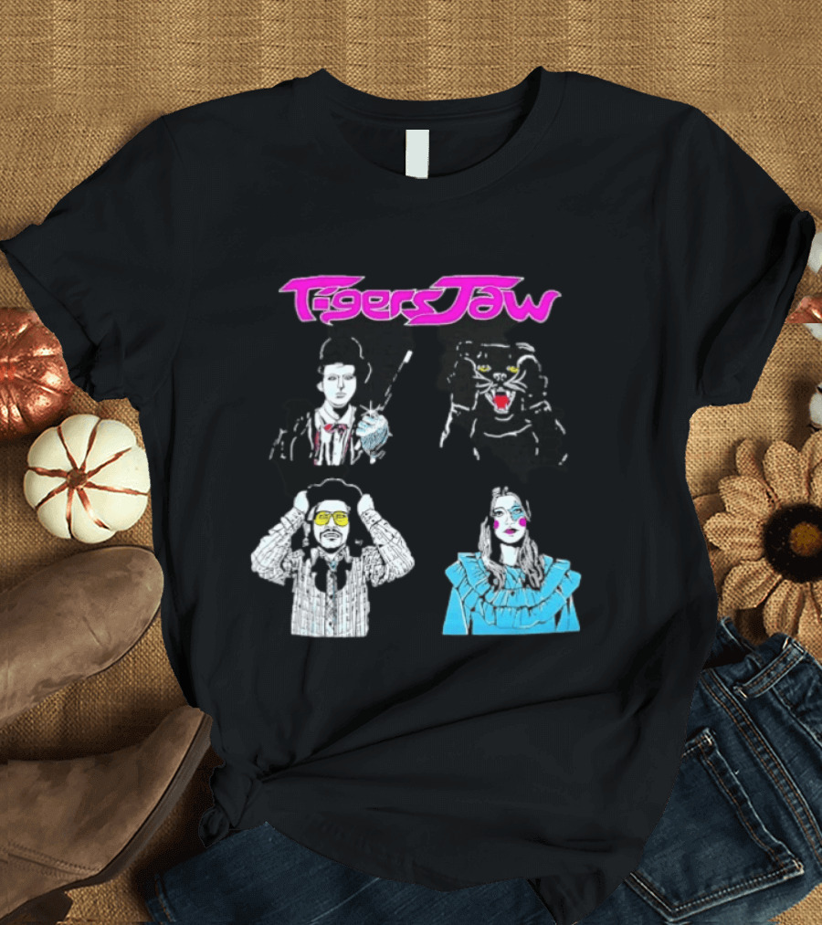 Tigers Jaw Band Members Indie Rock Retro Style Illustrated Portraits T-Shirt
