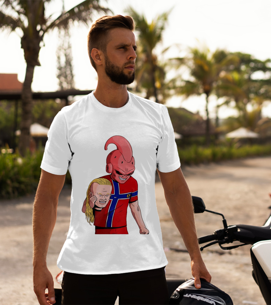 Majin Buu Holding Erling Haaland With Norway Football Jersey T-Shirt
