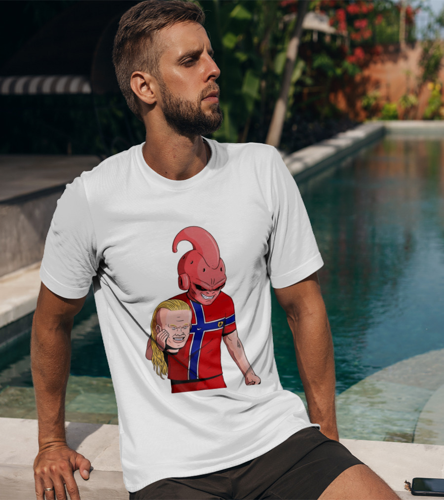 Majin Buu Holding Erling Haaland With Norway Football Jersey T-Shirt