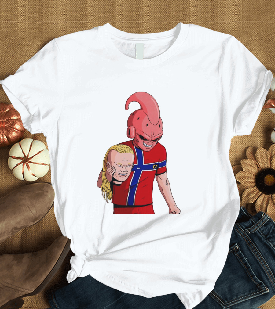 Majin Buu Holding Erling Haaland With Norway Football Jersey T-Shirt