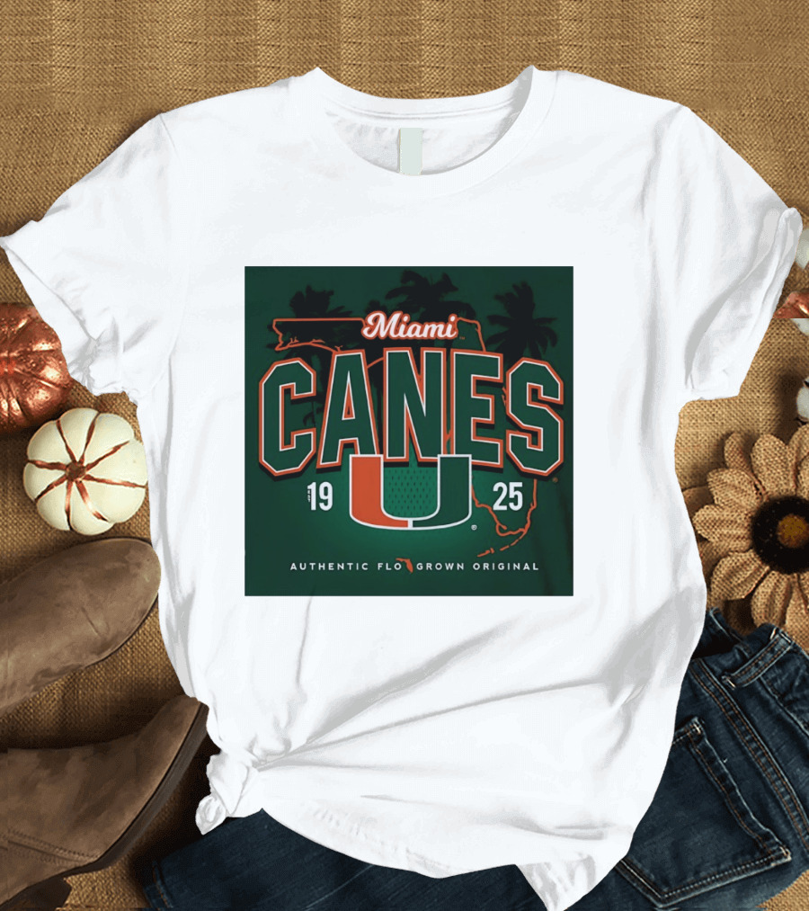Miami Hurricanes Canes U Authentic Flo Grown 1925 Palm Trees T-Shirt