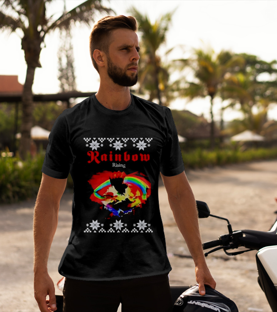 Rainbow Rising Christmas Ugly Sweater Starry T-Shirt