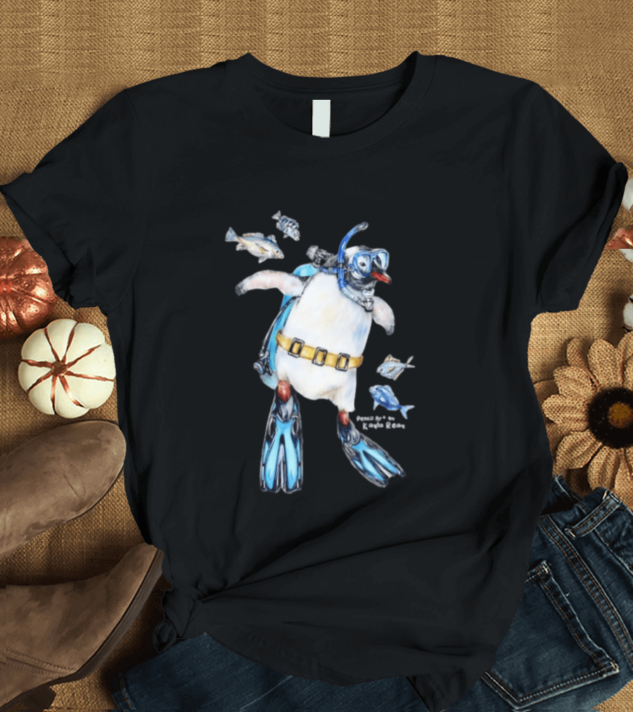 Sullivan The Scuba Diver Penguin By Kayla Reay T-Shirt