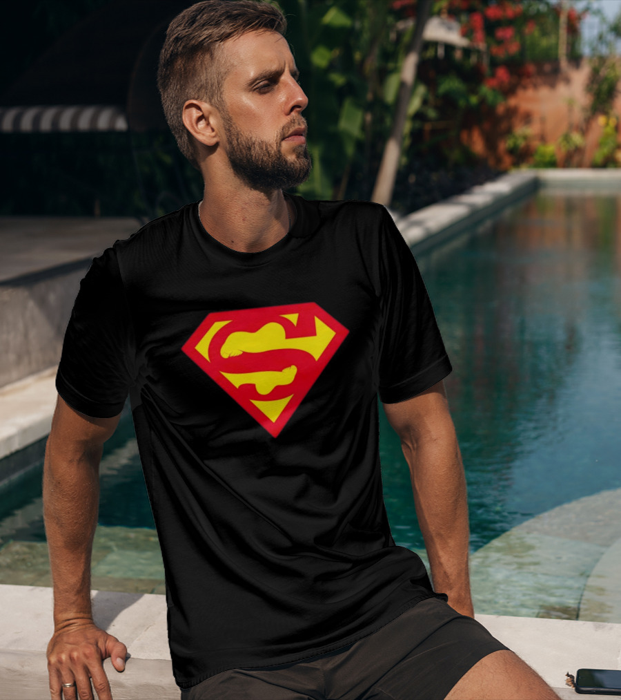 Superfeet Superman Inspired Red Yellow Emblem With Feet T-Shirt