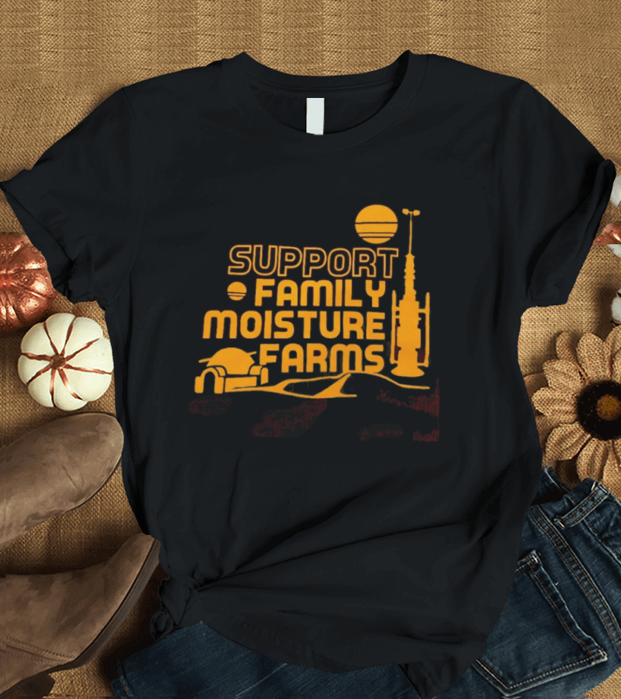 Support Family Moisture Farms Tatooine Landspeeder Sunset Scene T-Shirt