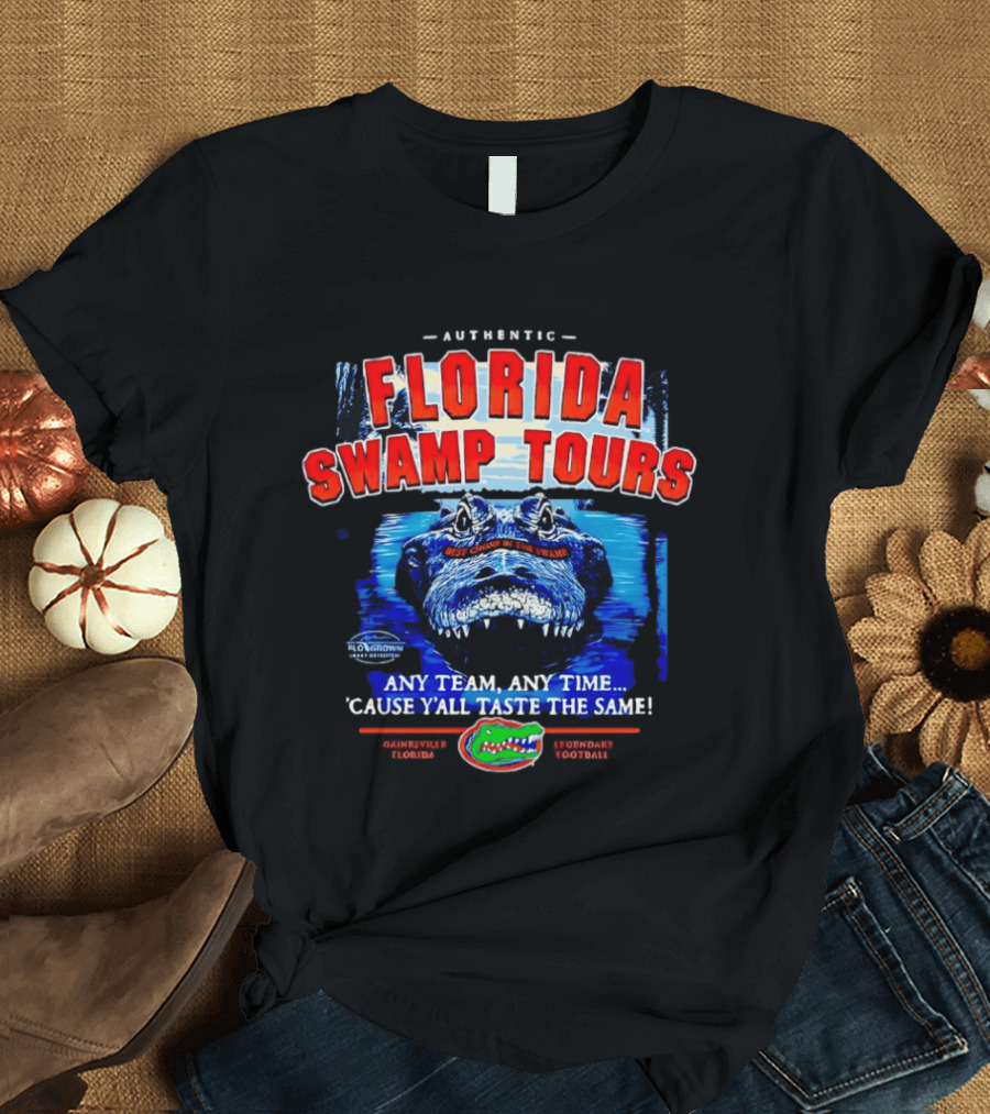 Authentic Florida Swamp Tours Alligator Gainesville Football T-Shirt