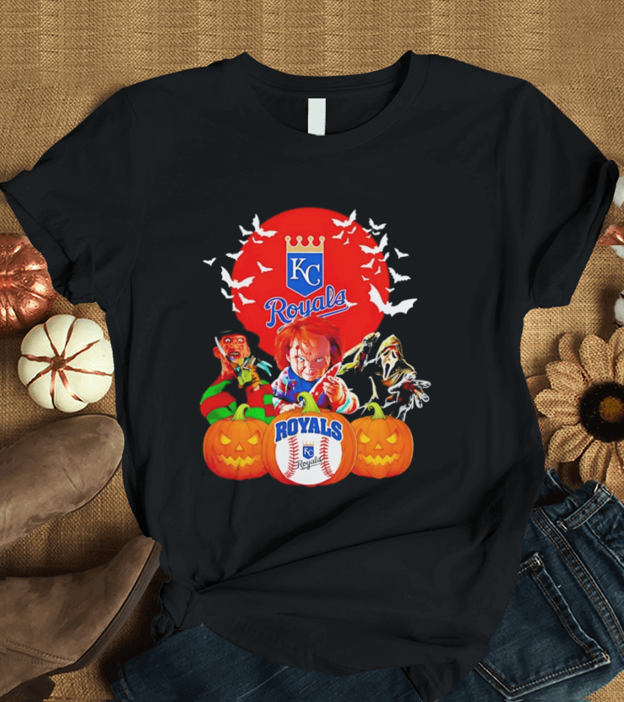 Kansas City Royals Halloween Freddy Krueger Chucky Ghostface T-Shirt