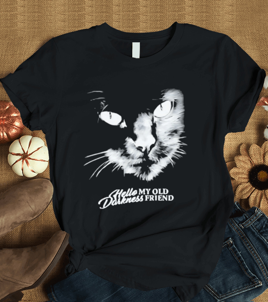Hello Darkness My Old Friend Cat Face Simon And Garfunkel T-Shirt