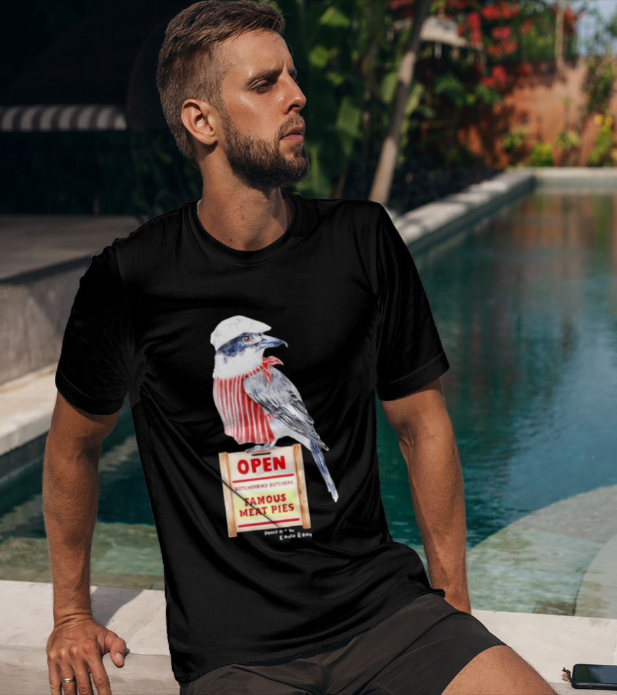 Basil The Butcher Bird Open Butcherbird Butchers Famous Meat Pies Display T-Shirt